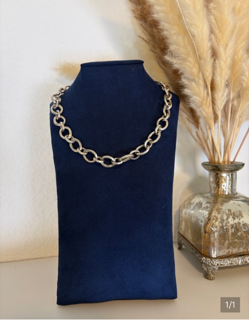 Vintage Esposito Sterling Silver Rolo Link Chain Necklace - 17.5”